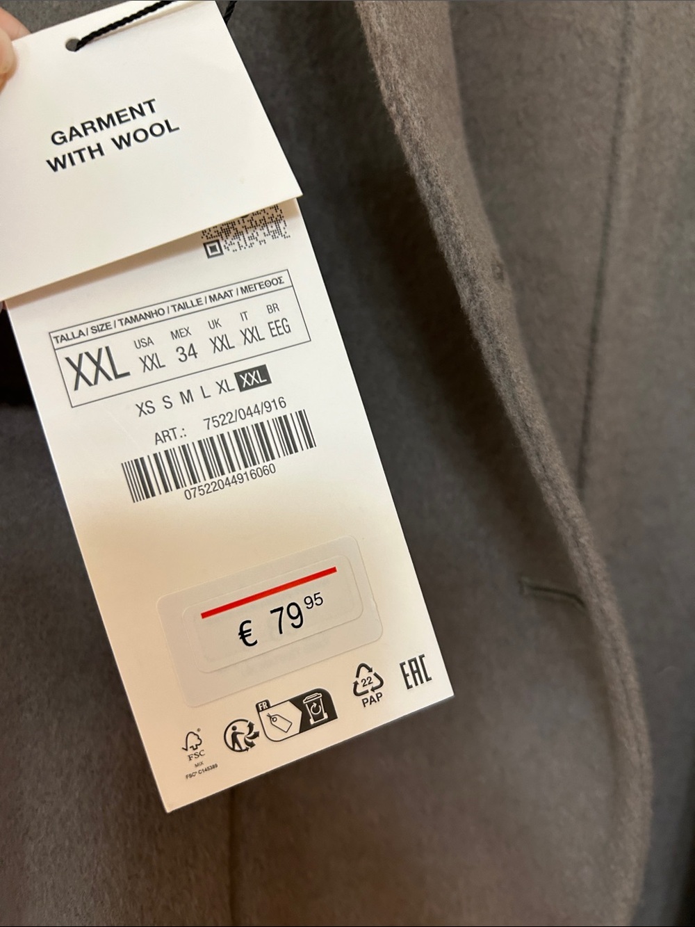 Zara Taupe Cropped Wool-Blend Blazer - Picture 2 of 3